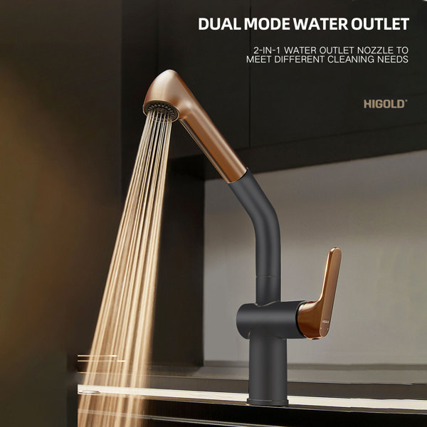 Chrome Deck Mount Pull Out Kitchen Faucet Hot & Cold Mixer Tap